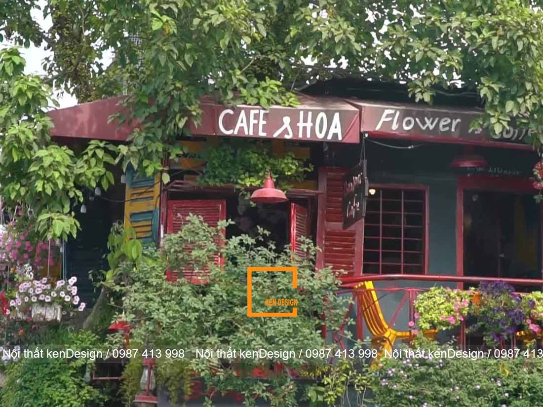 thiết kế quán cafe hoa 